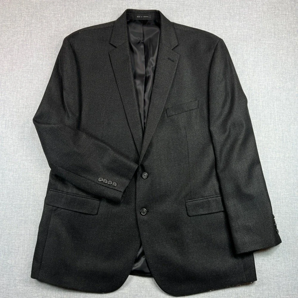 Chaps Charcoal Sport Coat Blazer Men 48L Dark Gray Classic Tailored‎ Office